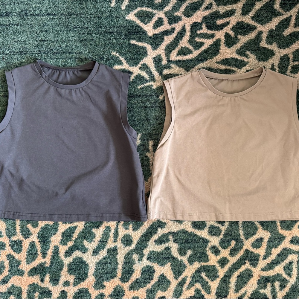SHEIN Sleeveless Tops in Gray and Tan